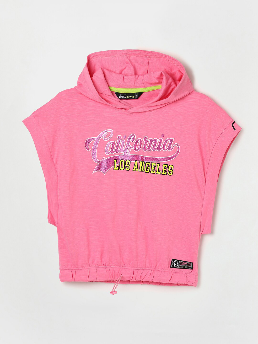 

Fame Forever by Lifestyle Girls Pink Typography Printed Pure Cotton T-shirt