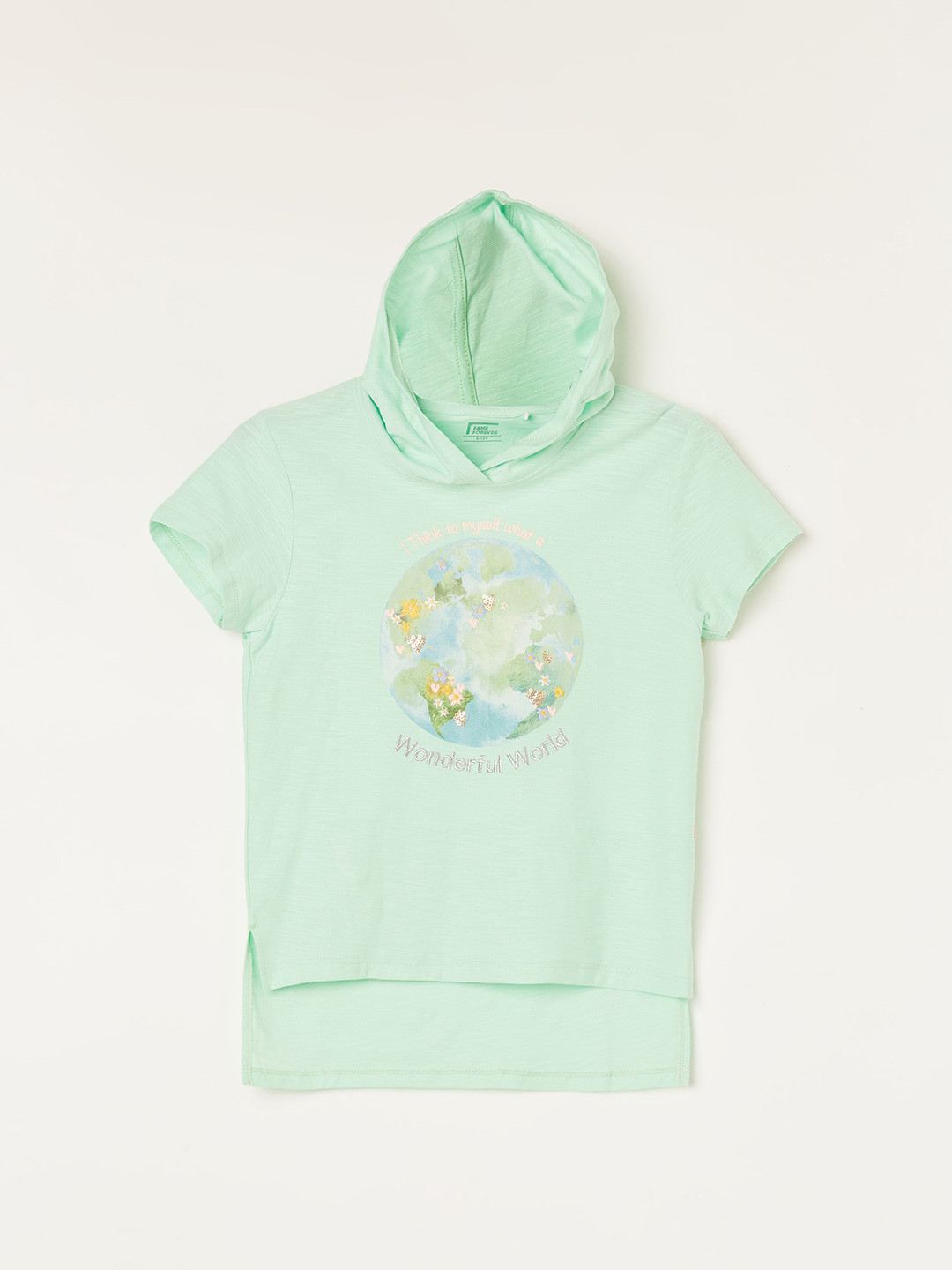 

Fame Forever by Lifestyle Girls Green Printed Pure Cotton T-shirt