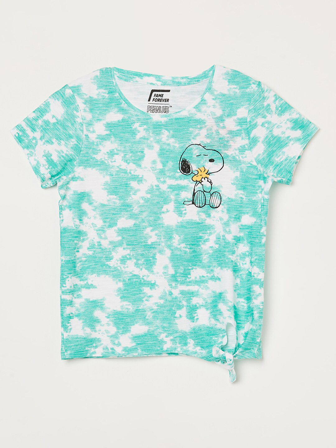 

Fame Forever by Lifestyle Girls Peanuts Printed Pure Cotton T-shirt, Green