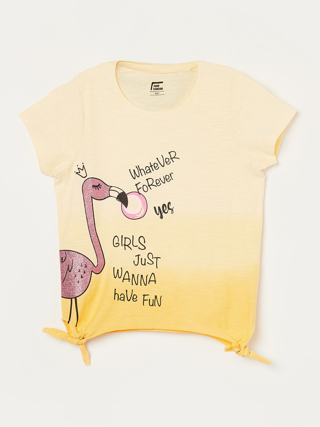 

Fame Forever by Lifestyle Girls Green Printed Extended Sleeves Pure Cotton T-shirt