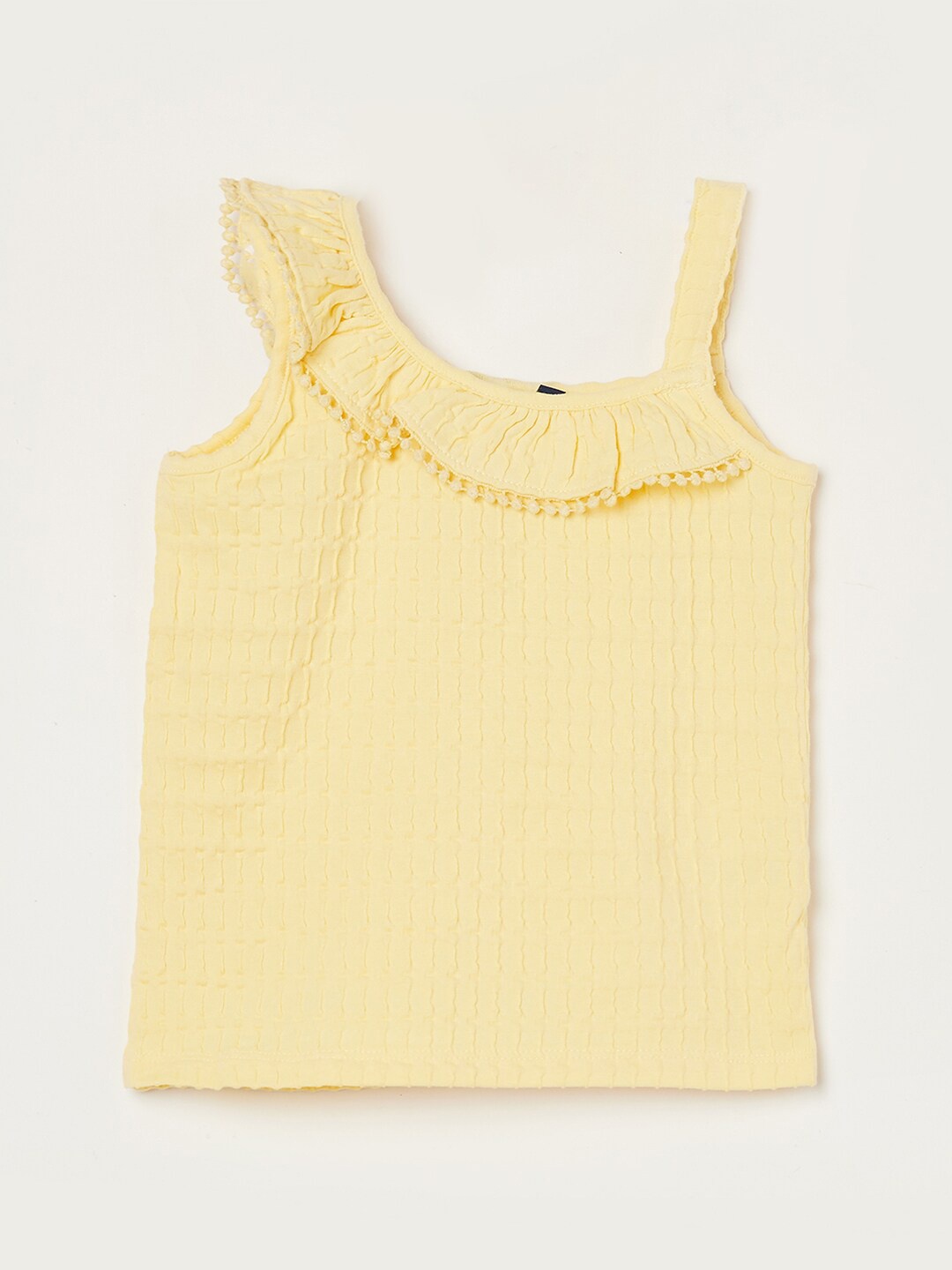 

Juniors by Lifestyle Girls Self Design Ruffled Pure Cotton Top, Yellow