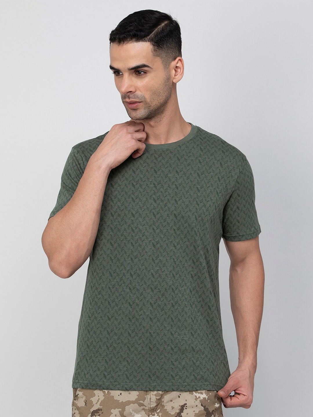 

Melange by Lifestyle Men Green Printed T-shirt