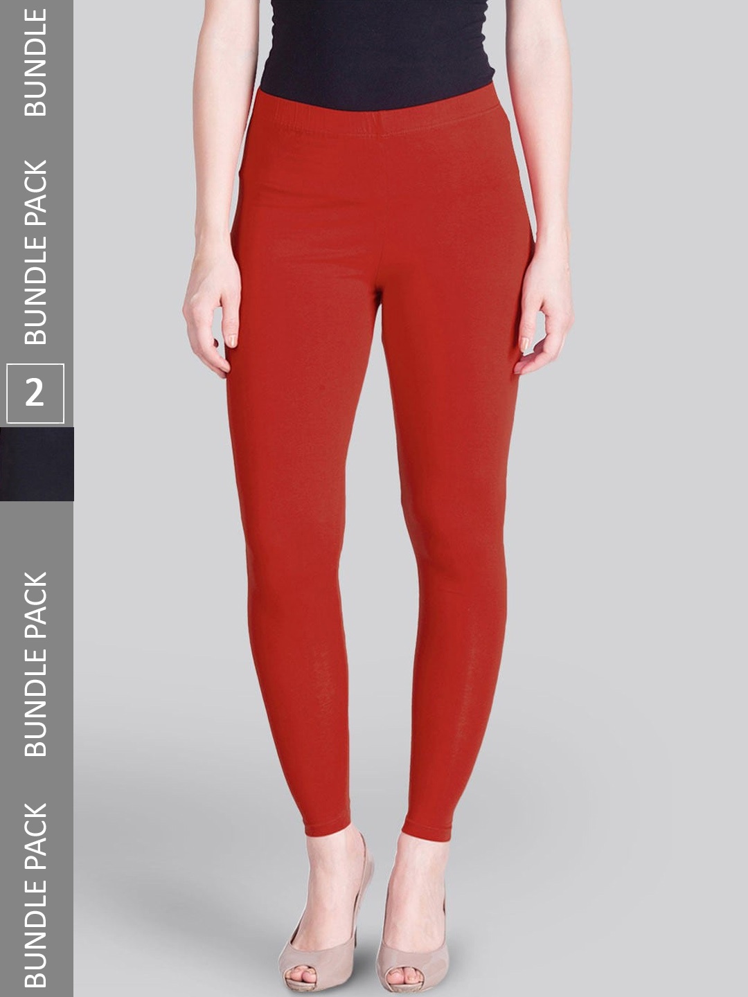 

LYRA Pack Of 2 Ankle-Length Leggings, Red