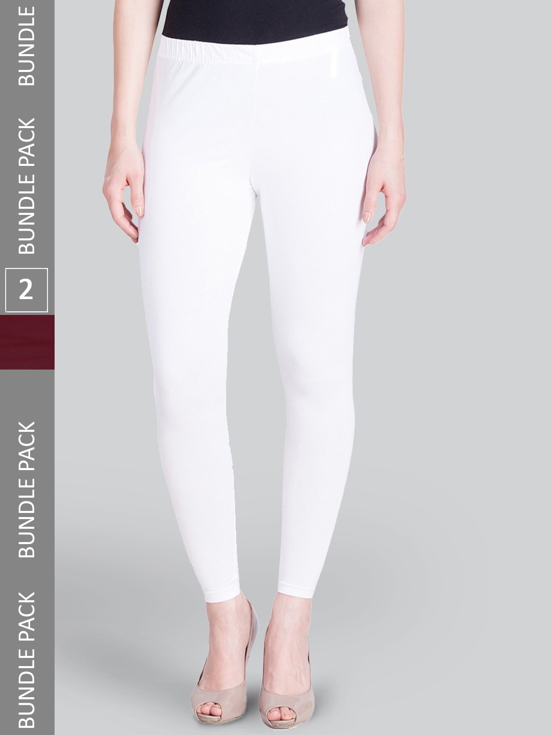 

LYRA Pack Of 2 Ankle-Length Leggings, Maroon