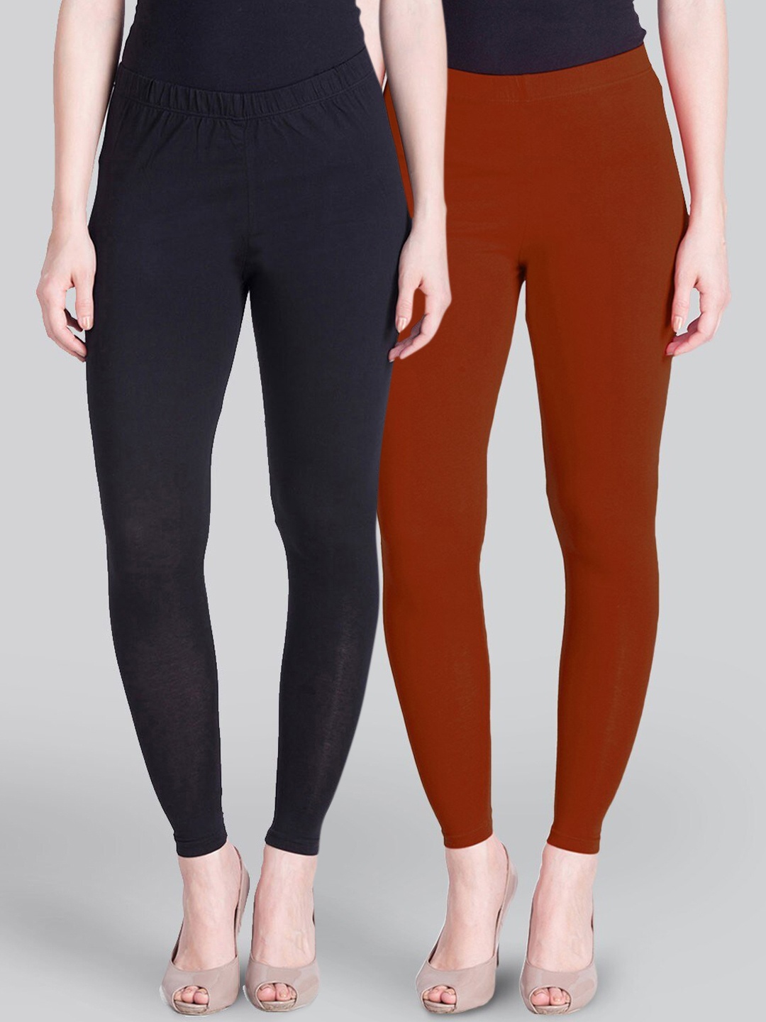 

LYRA Premium Pack Of 2 Cotton Ankle Length Leggings, Maroon