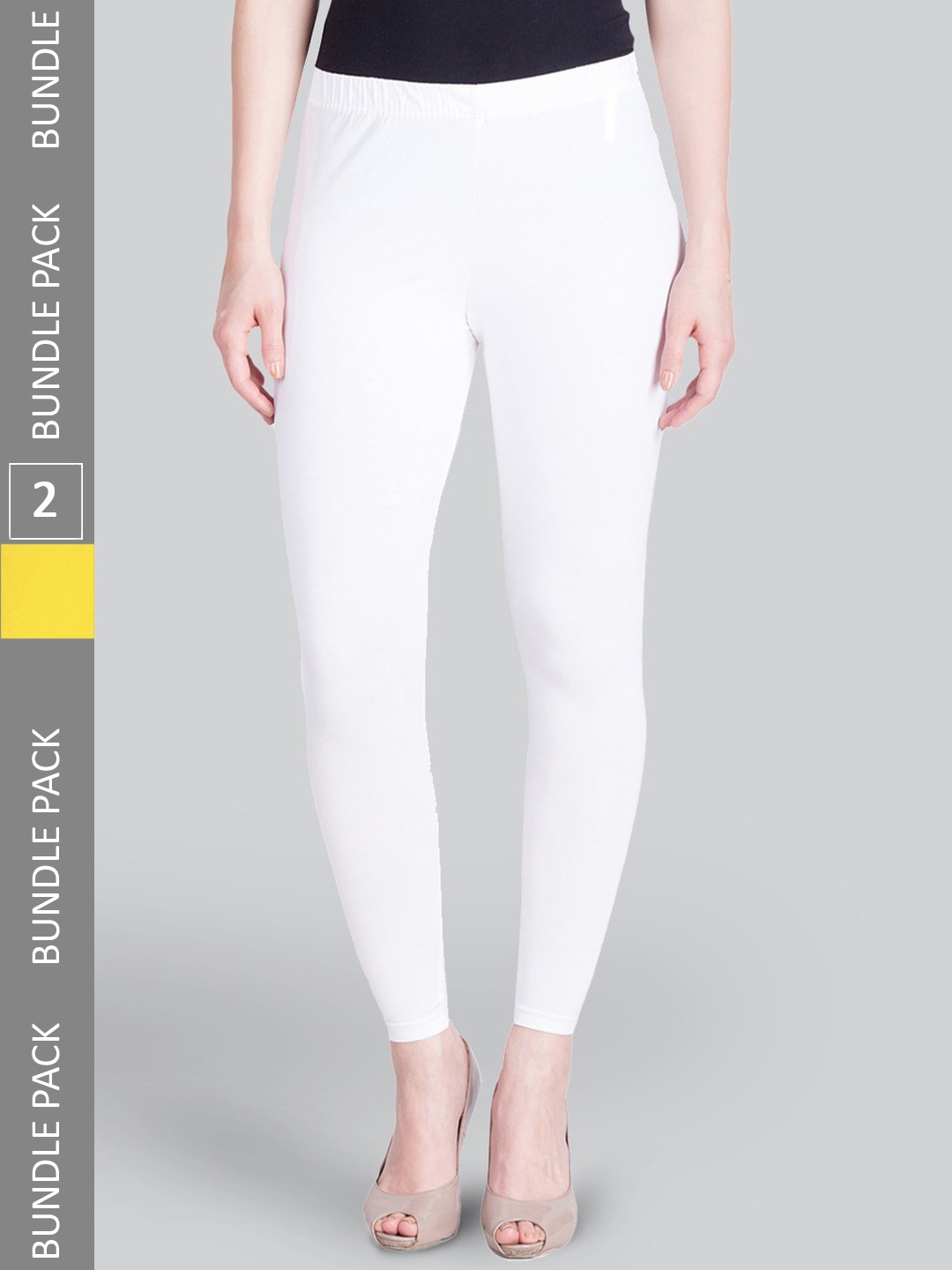 

LYRA Pack of 2 Ankle-Length Cotton Leggings, White