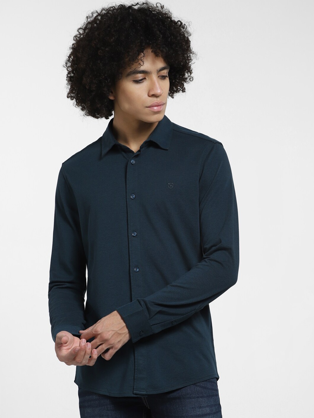 

Jack & Jones Men Navy Blue Slim Fit Casual Shirt