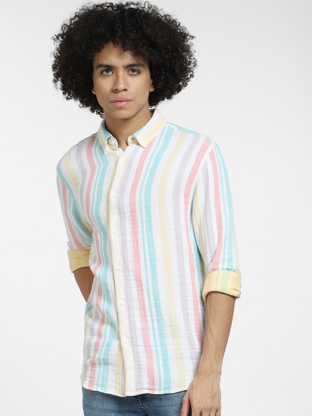 

Jack & Jones Men Multicoloured Striped Casual Shirt, Multi