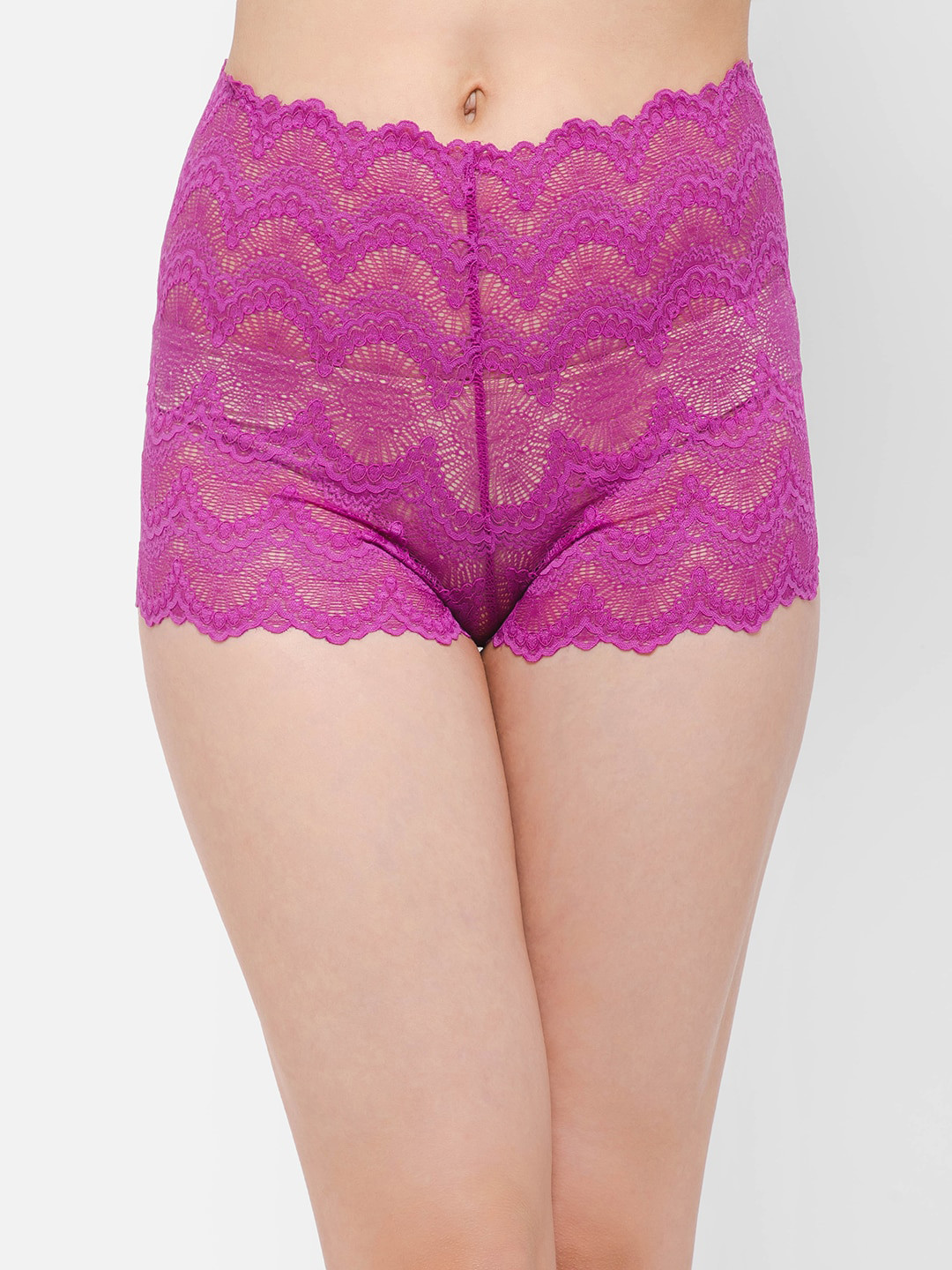 

Clovia Women High Waist Self Design Boyshorts Brief PN2656A15S, Purple