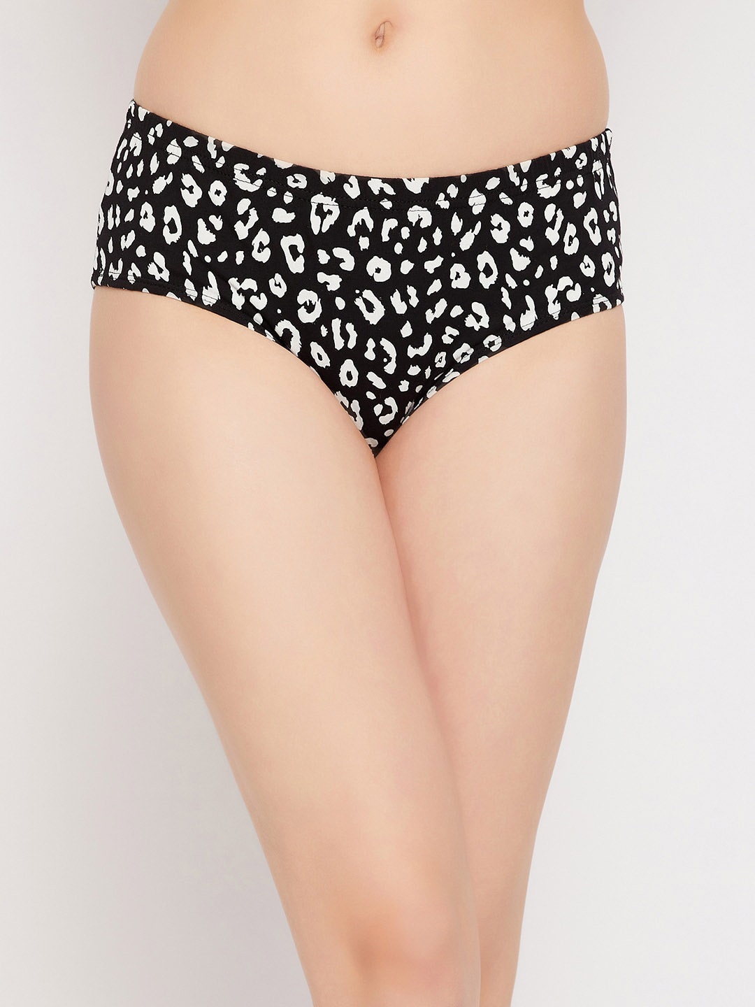 

Clovia Women Mid Waist Animal Print Pure Cotton Hipster Brief, Black