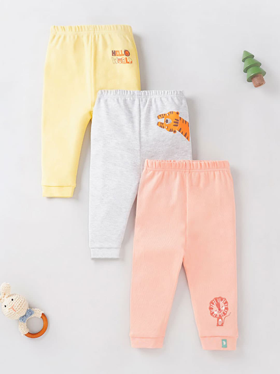

Ed-a-Mamma Baby Infants Pack of 3 Printed Detail Cotton Joggers, Yellow