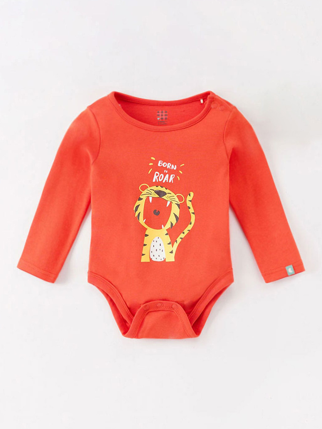 

Ed-a-Mamma Baby Infant Boys Printed Full Sleeves Cotton Bodysuit, Orange
