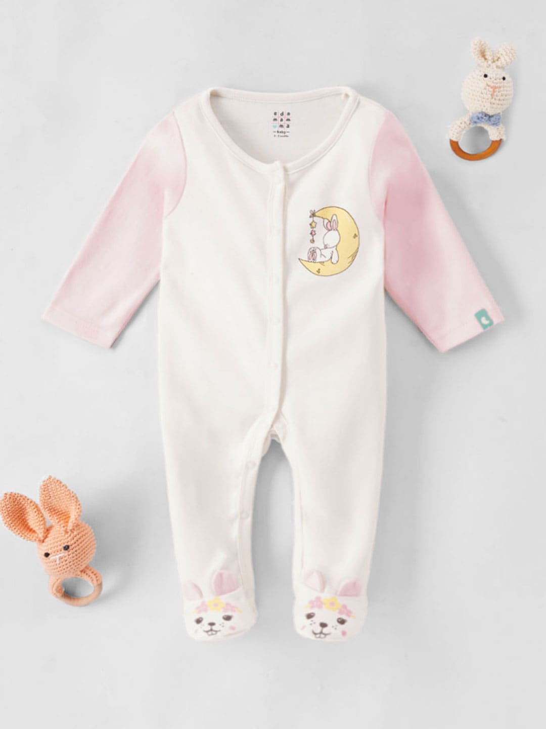

Ed-a-Mamma Baby Infant Girls Printed Cotton Sleepsuit, Off white