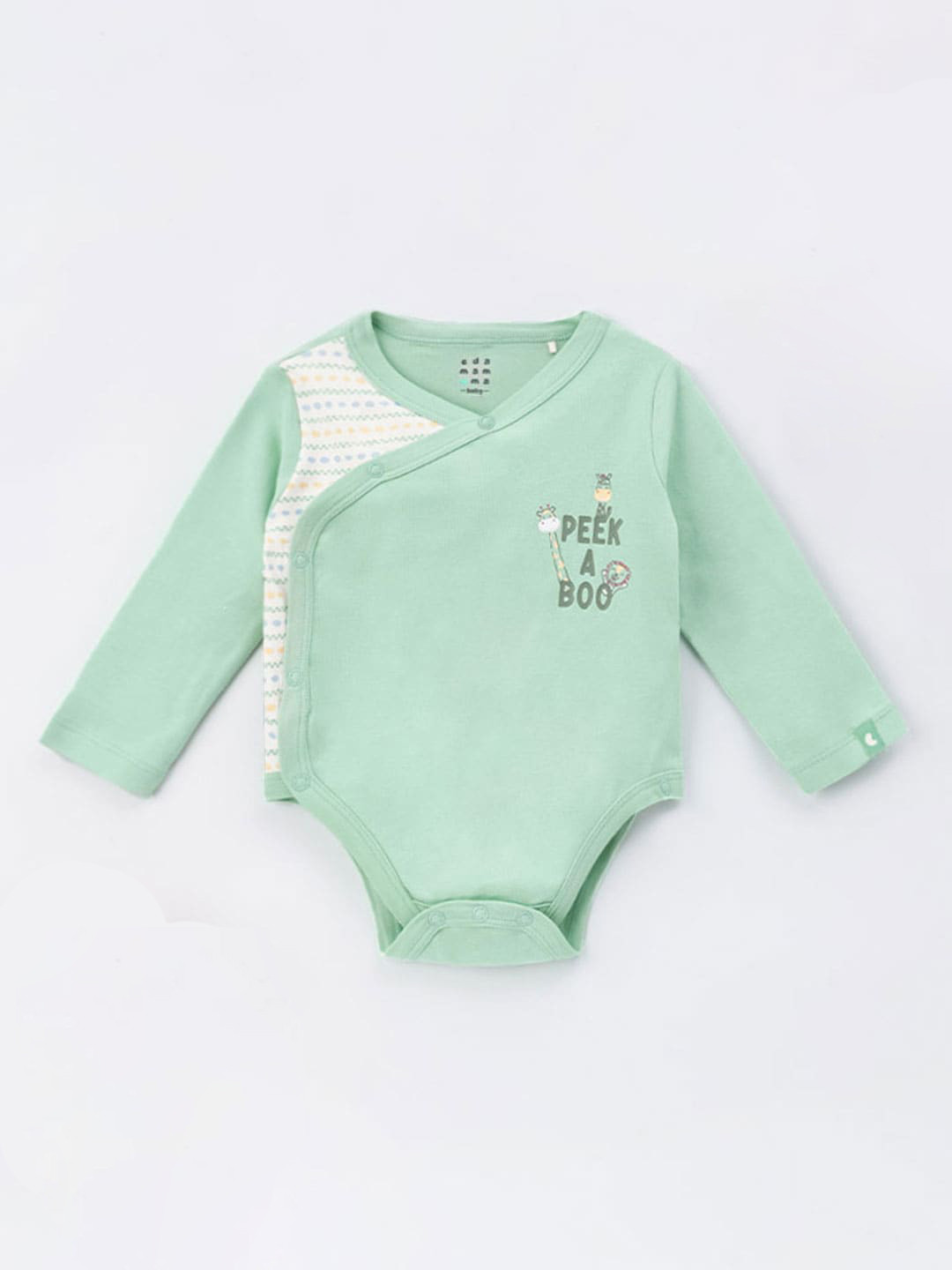 

Ed-a-Mamma Baby Infant Printed Full Sleeves Organic Cotton Bodysuit, Green