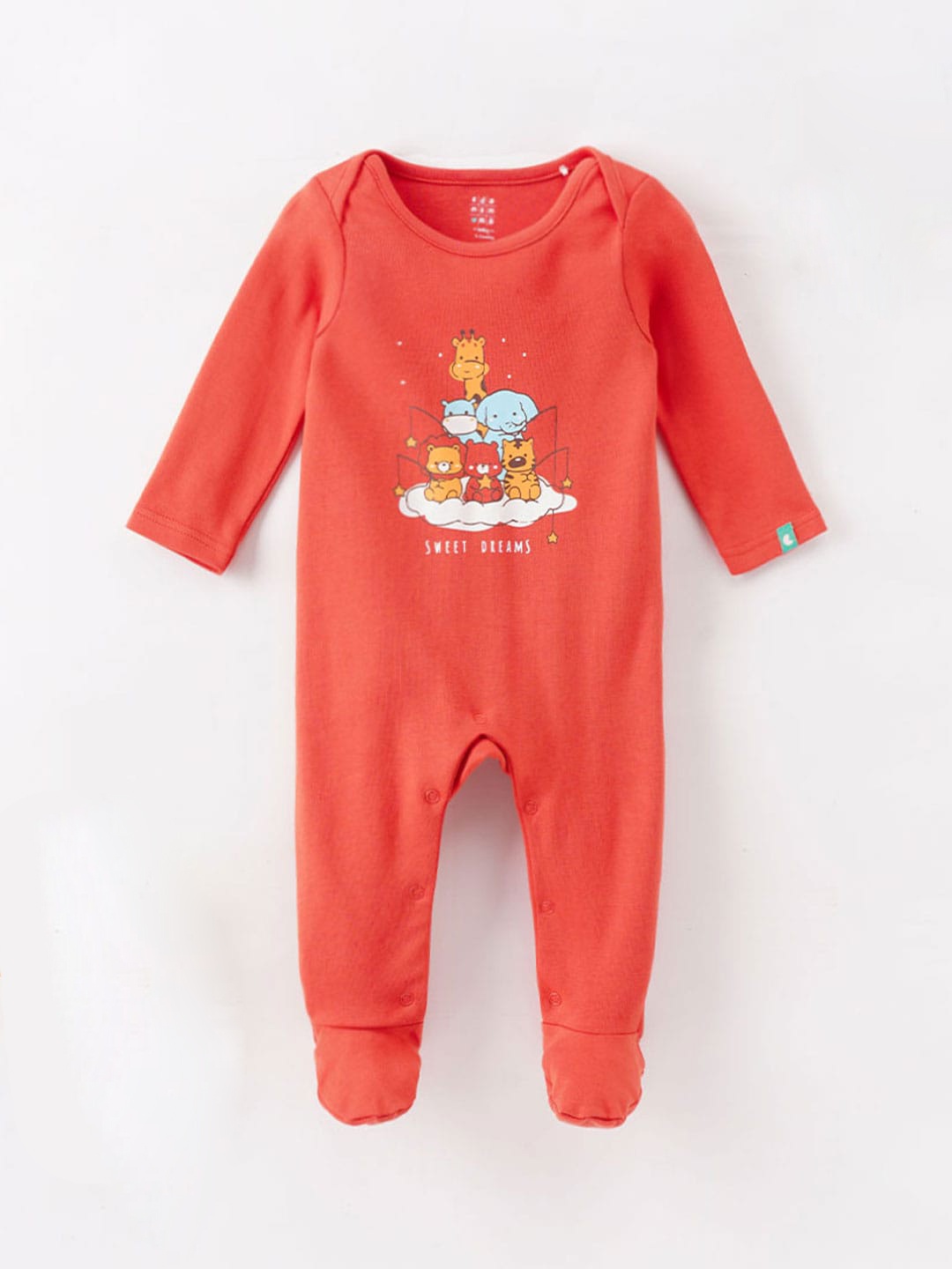 

Ed-a-Mamma Baby Infant Boys Printed Full Length Cotton Sleepsuit, Orange