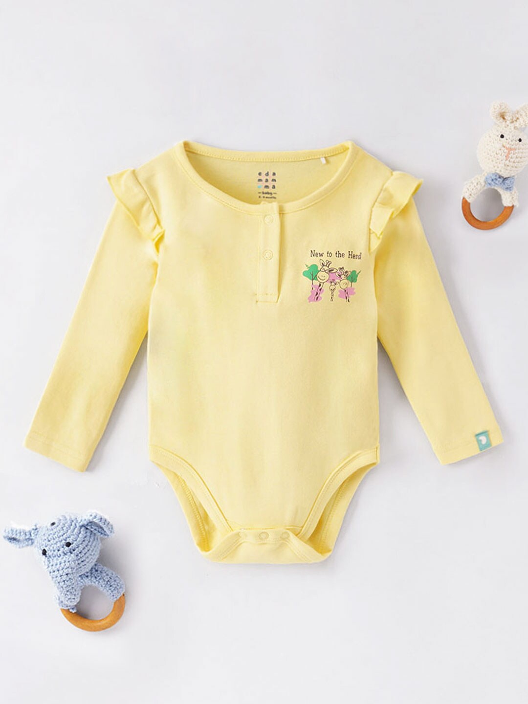 

Ed-a-Mamma Baby Infants Girls Printed Cotton Bodysuit, Yellow