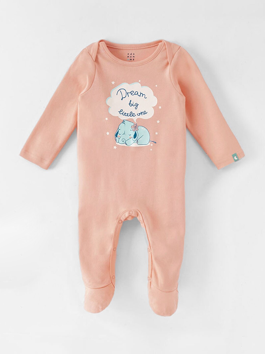 

Ed-a-Mamma Baby Infant Girls Printed Cotton Sleepsuit, Peach