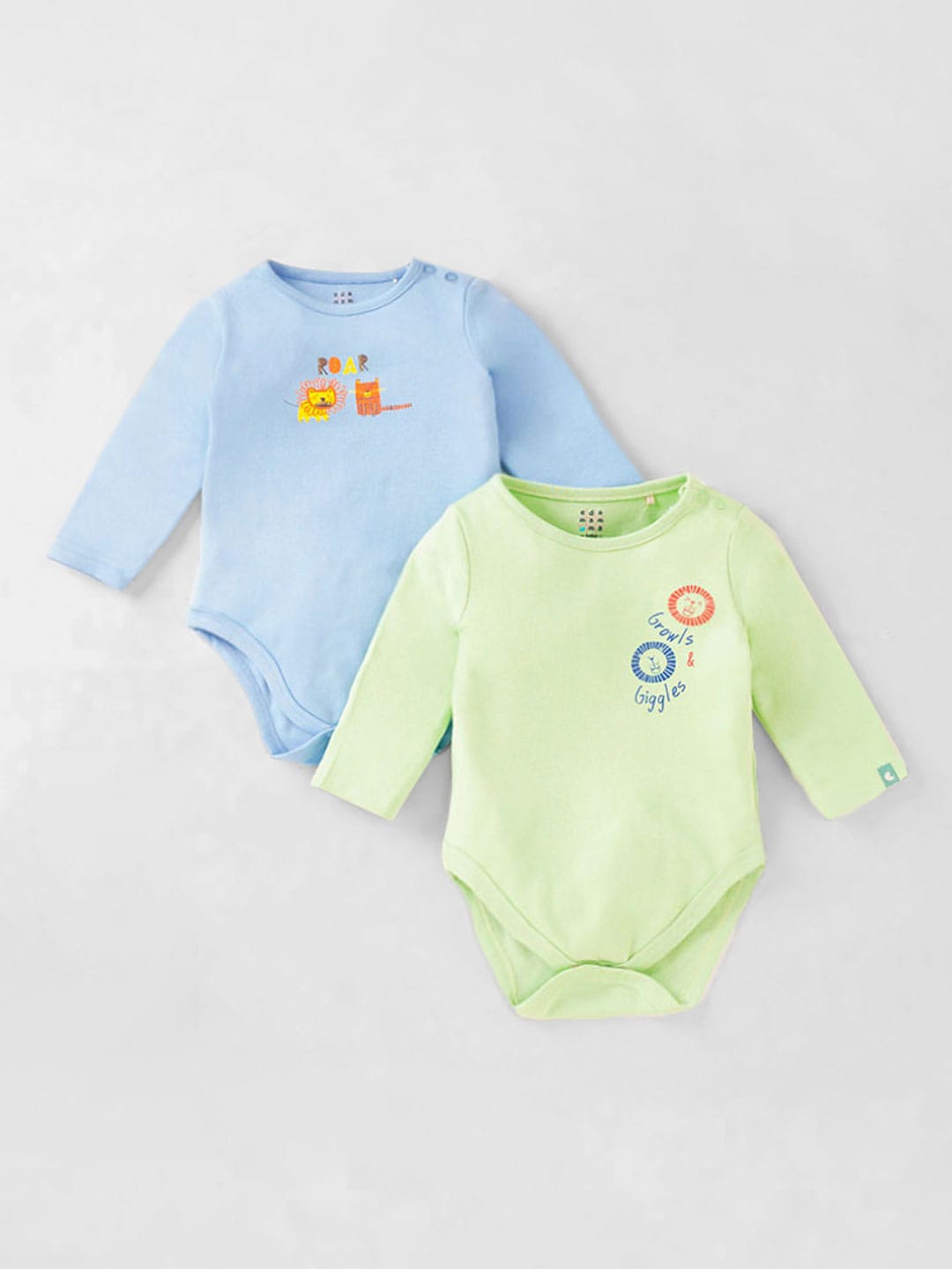 

Ed-a-Mamma Baby Infant Boys Pack Of 2 Printed Pure Cotton Bodysuit, Blue