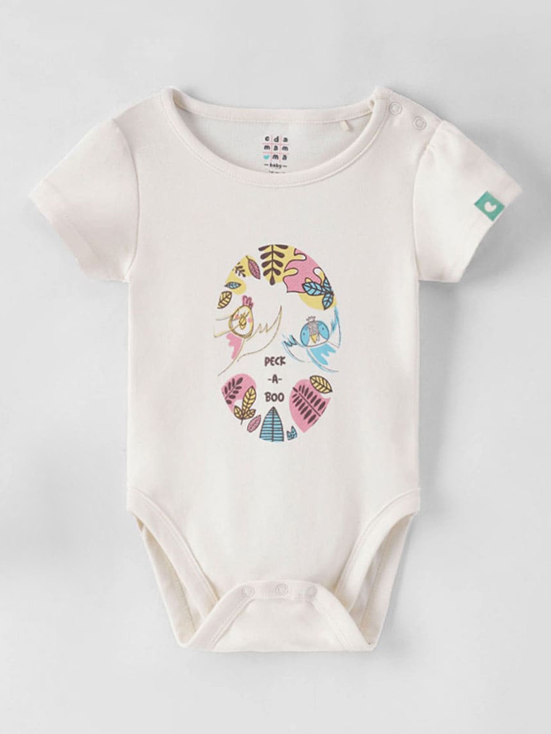 

Ed-a-Mamma Baby Infant Girls Printed Pure Cotton Bodysuit, Off white