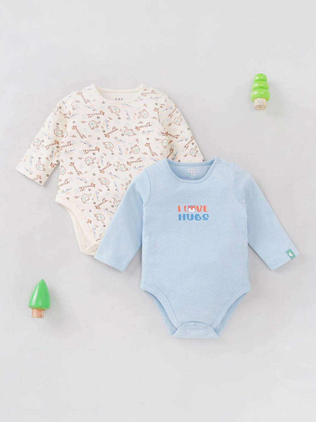 

Ed-a-Mamma Baby Infants Pack Of 2 Printed Pure Cotton Bodysuit, White