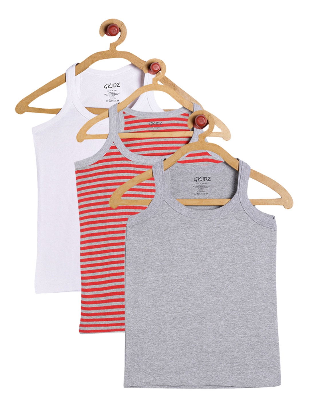 

GKIDZ Boys Pack Of 3 Innerwear Vests CMB-2, Grey