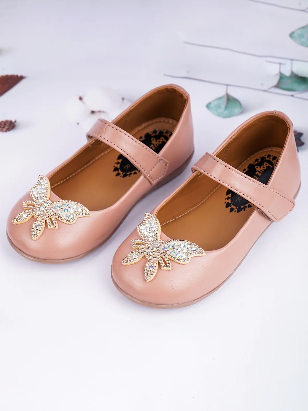 

BOYZ N GALZ Girls Embellished Ballerinas, Nude
