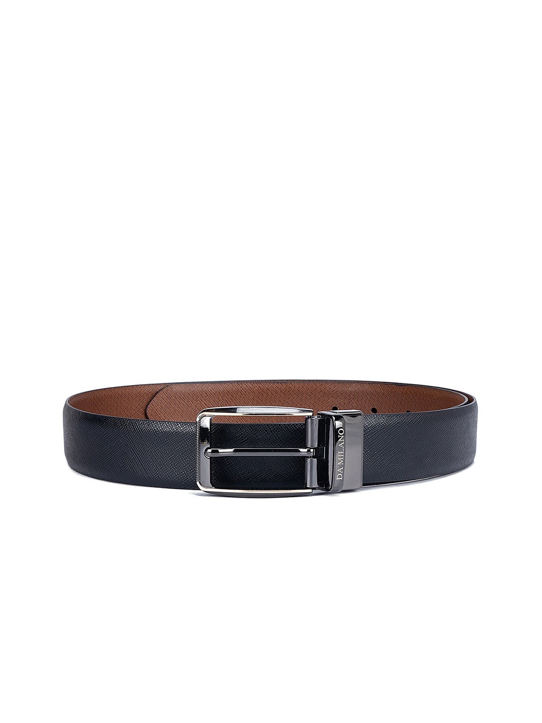 

Da Milano Men Textured Leather Reversible Formal Belt, Black