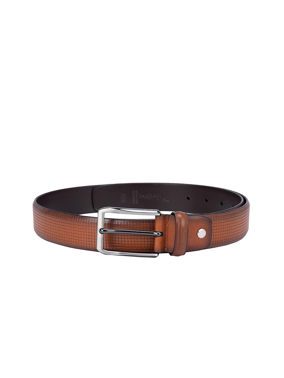 

Da Milano Men Textured Tang Closure Leather Formal Belt, Brown