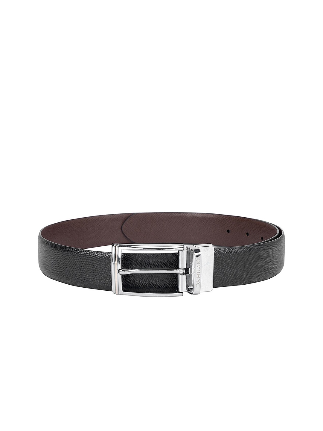 

Da Milano Men Textured Tang Closure Leather Belt, Black