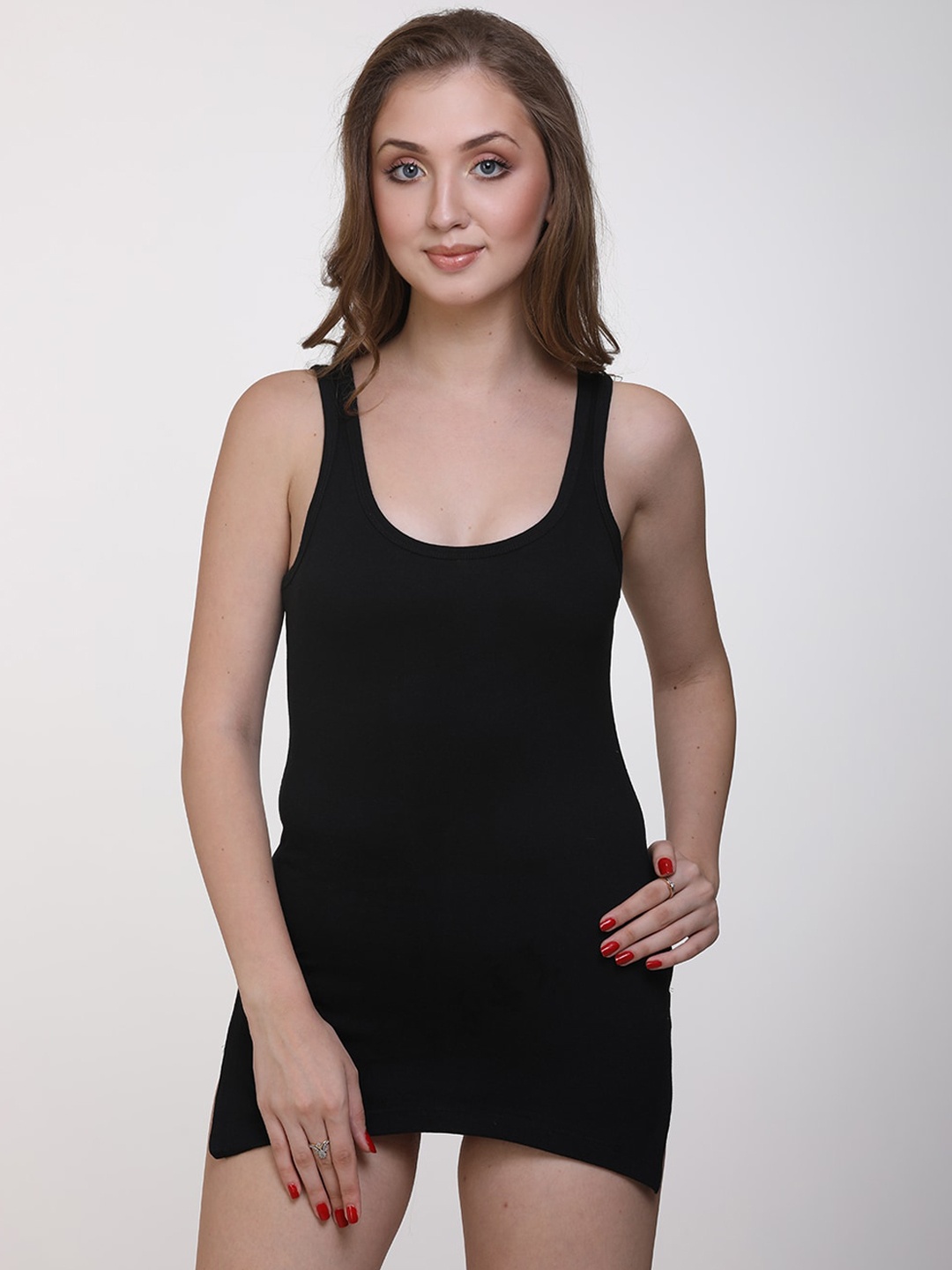 

GROVERSONS Paris Beauty Cotton Non-Padded Long Camisoles, Black