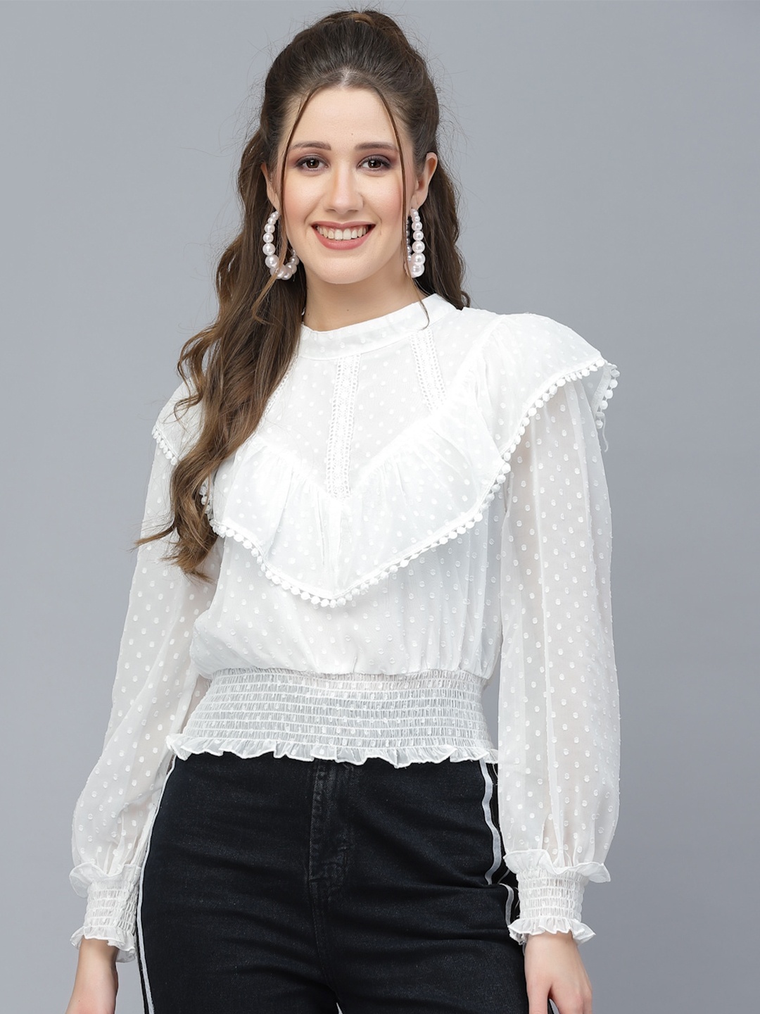 

Mafadeny White Chiffon Top