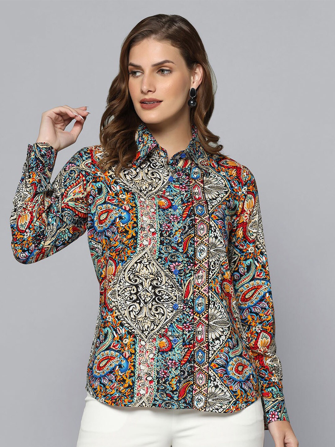 

PowerSutra Ethnic Motifs Printed Casual Shirt, Blue