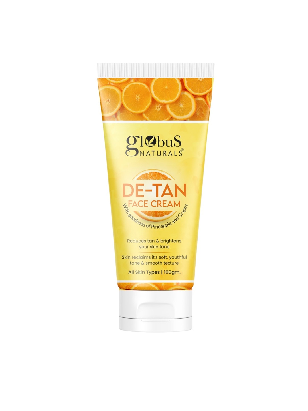 

Globus naturals De-Tan Face Cream With Pineapple & Grapes - 100 g, Yellow