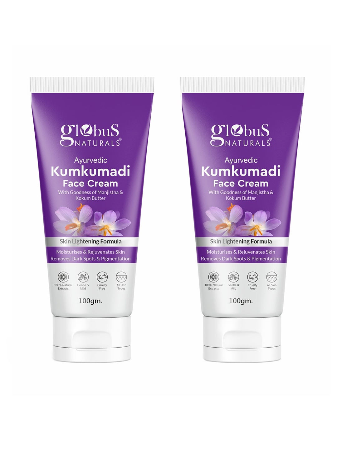 

Globus naturals Set Of 2 Ayurvedic Kumkumadi Skin Lightening Face Cream - 100 gm Each, Purple