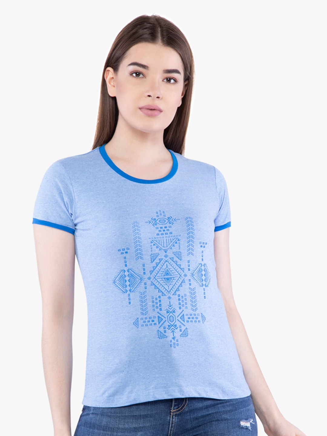 

NEVA Women Blue Printed T-shirt