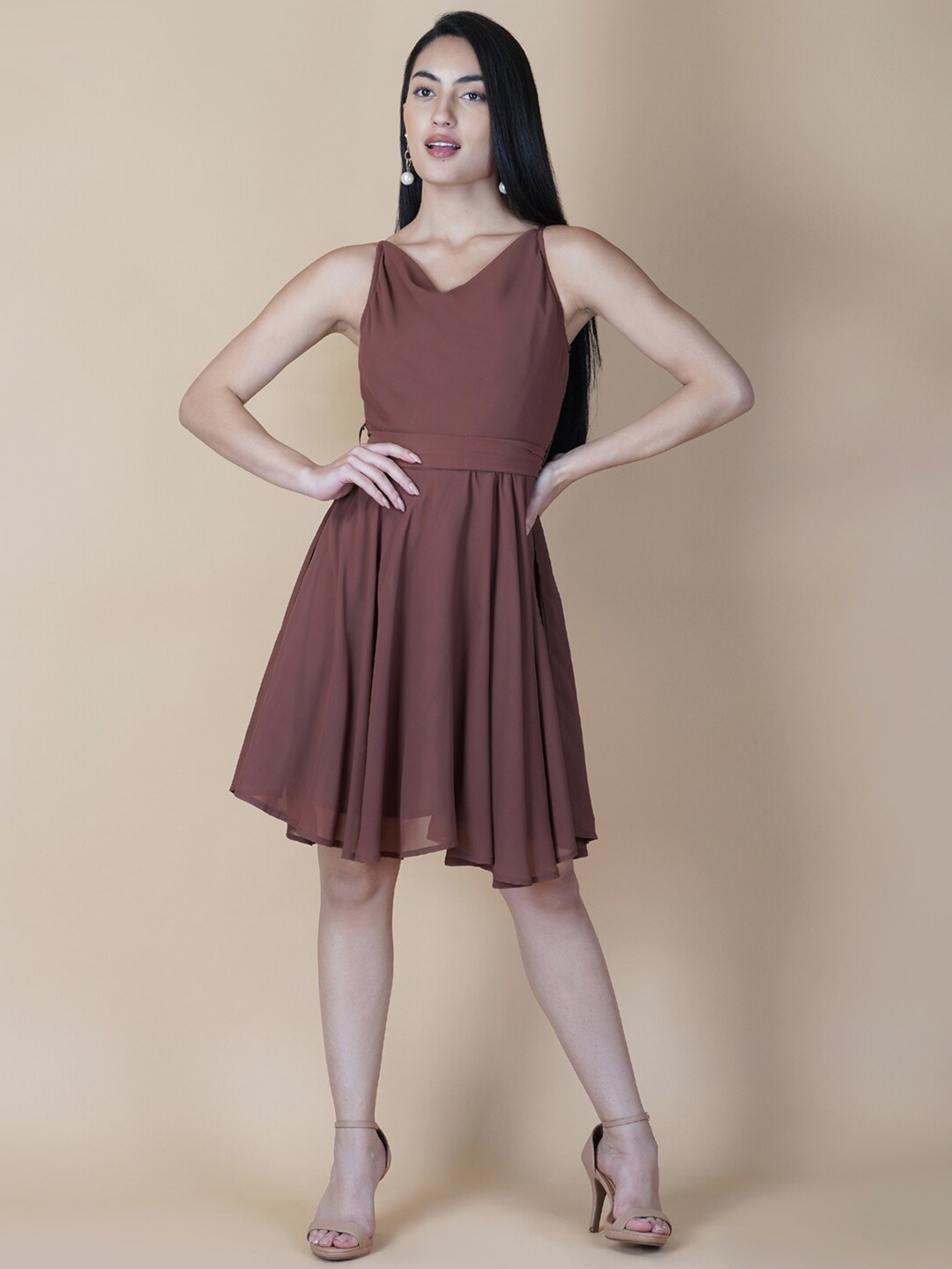 

RAASSIO Brown Georgette Dress