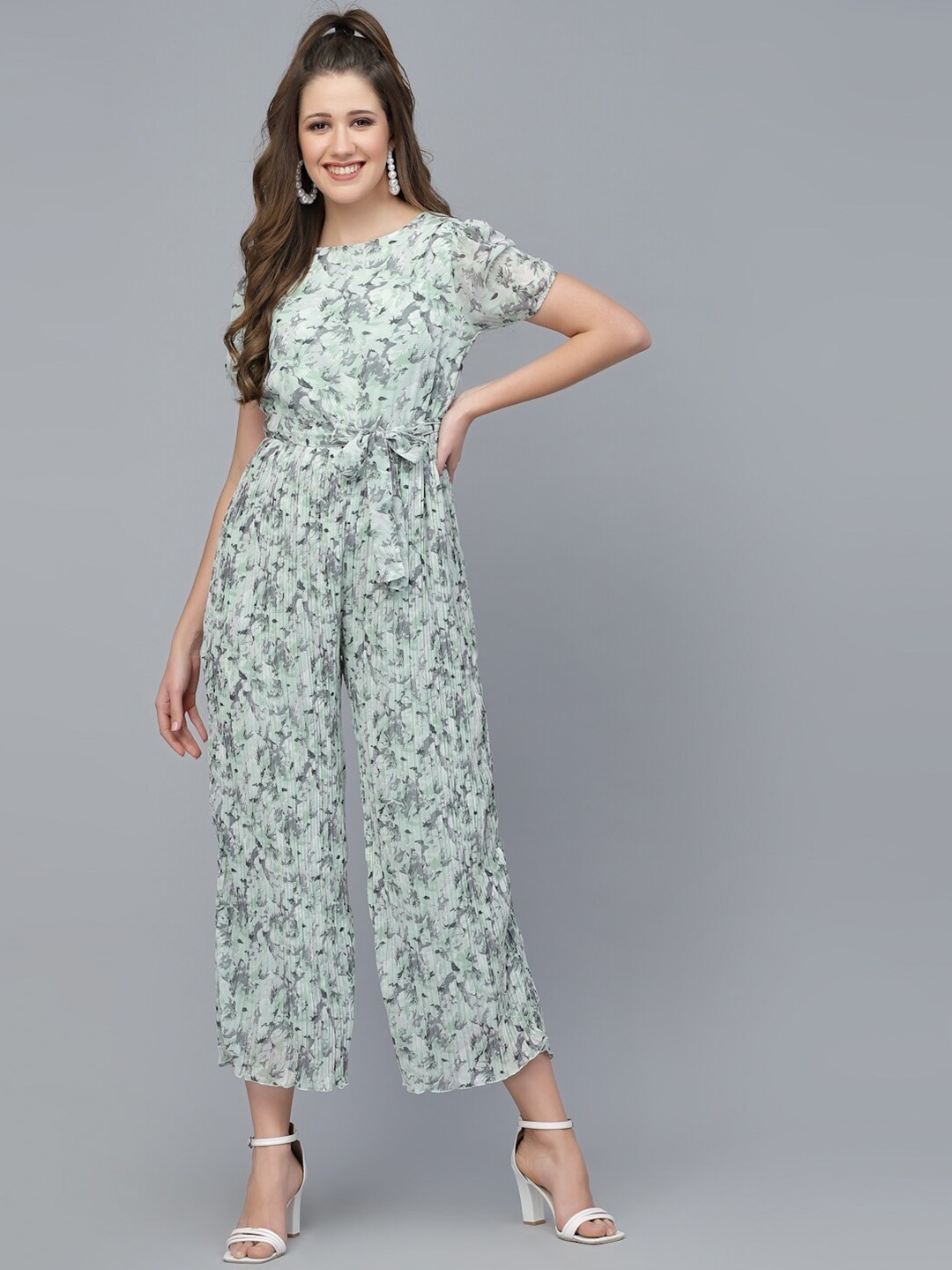 

Mafadeny Printed Basic Jumpsuit, Green