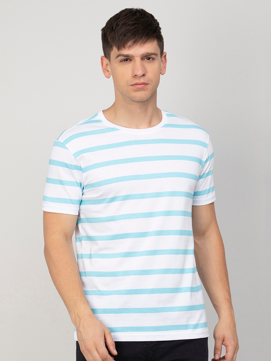 

Fame Forever by Lifestyle Striped Cotton Slim Fit T-shirt, White