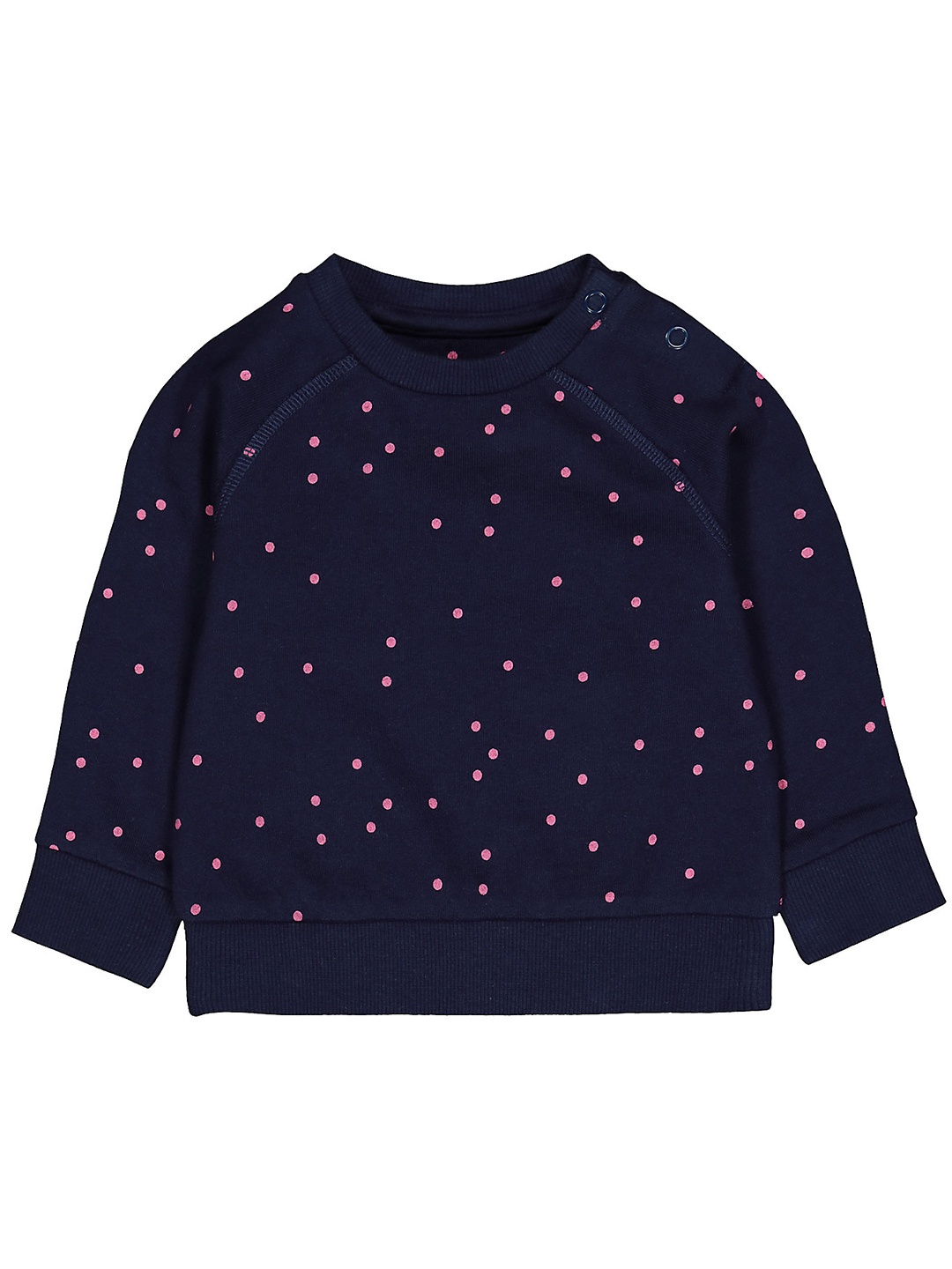 

mothercare Girls Polka Dots Printed Cotton Sweatshirt, Navy blue