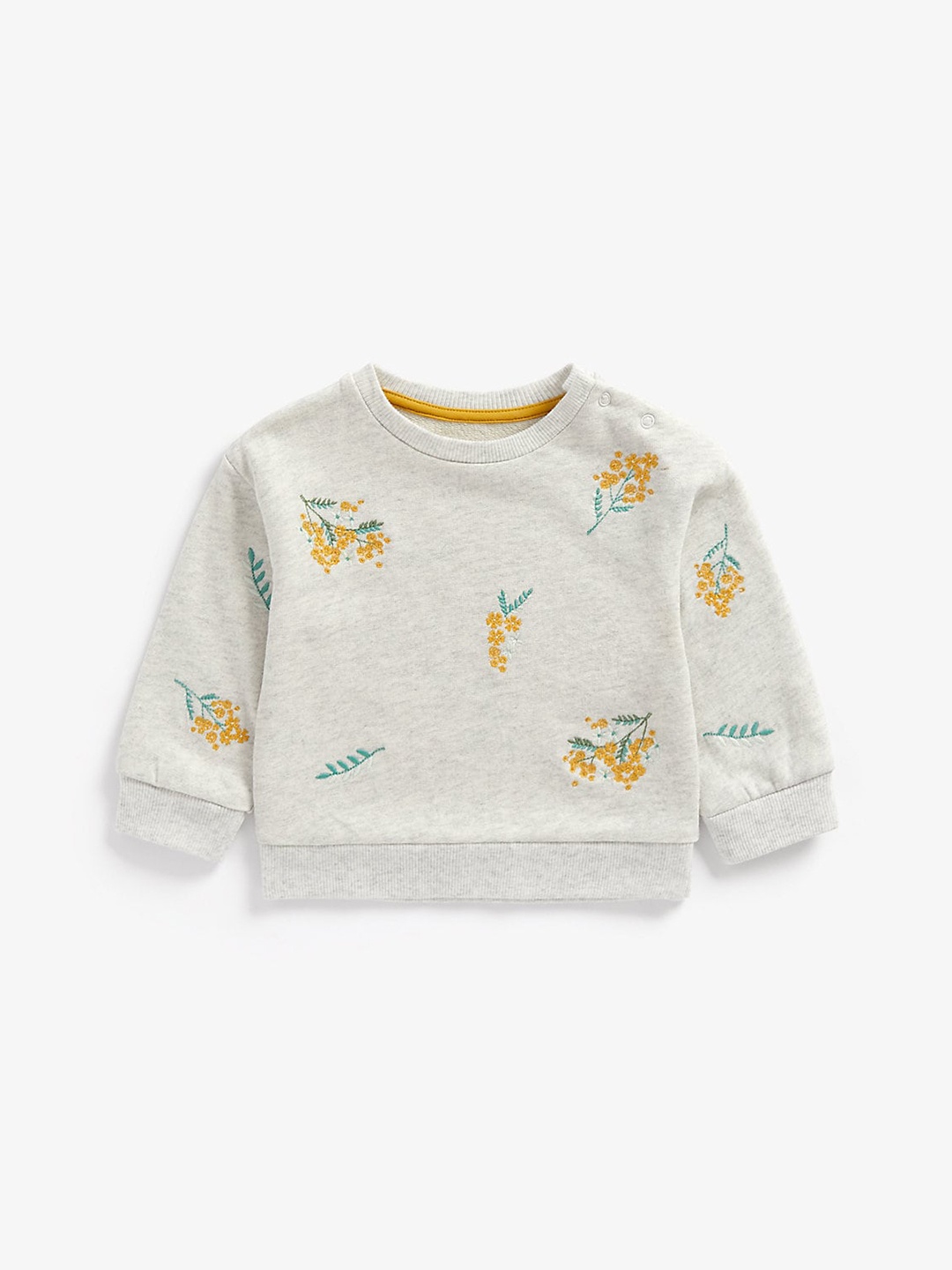 

mothercare Girls Floral Embroidered Cotton Sweatshirt, Grey