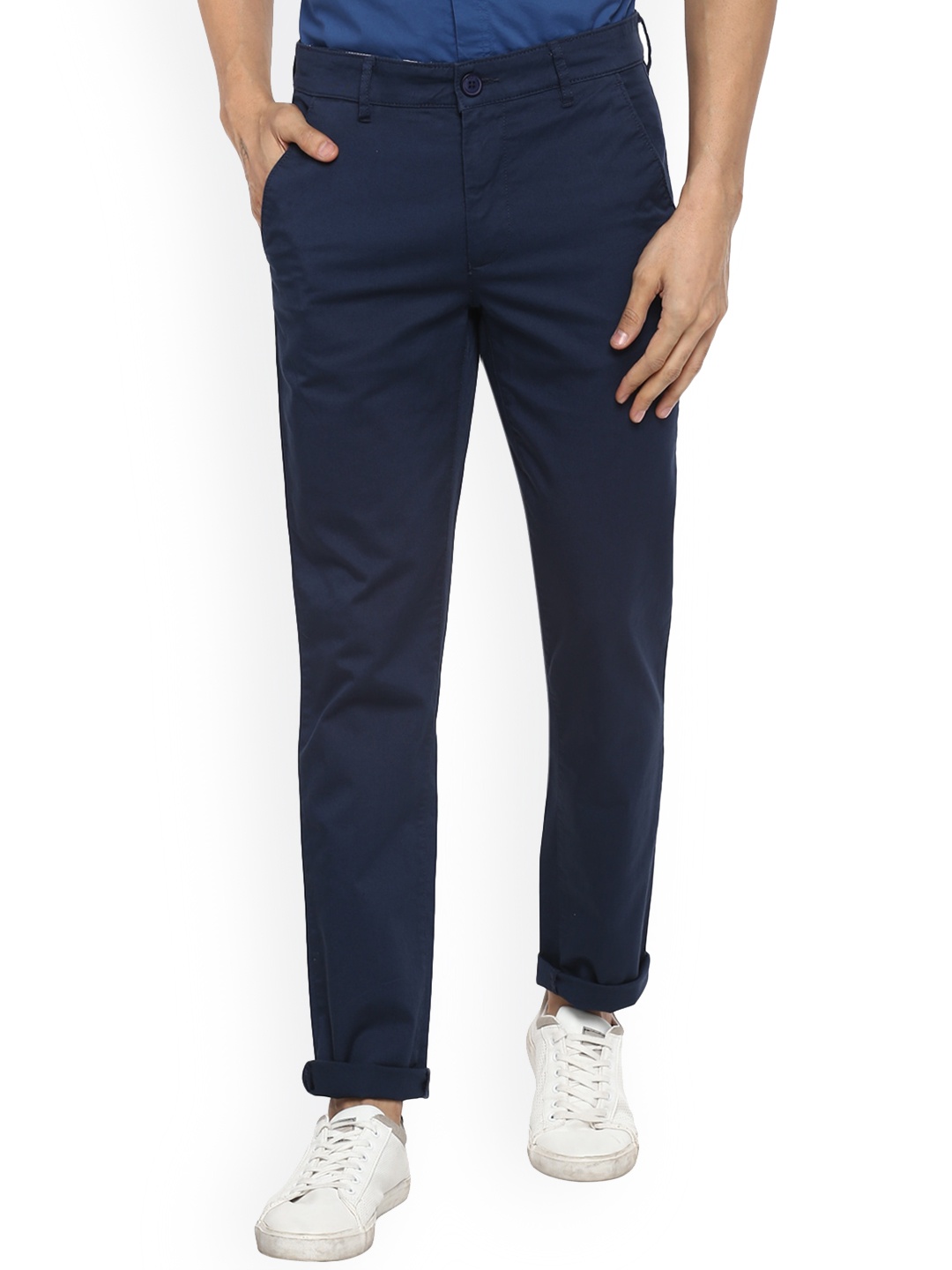 

Red Chief Men Navy Blue Slim Fit Chinos Trousers