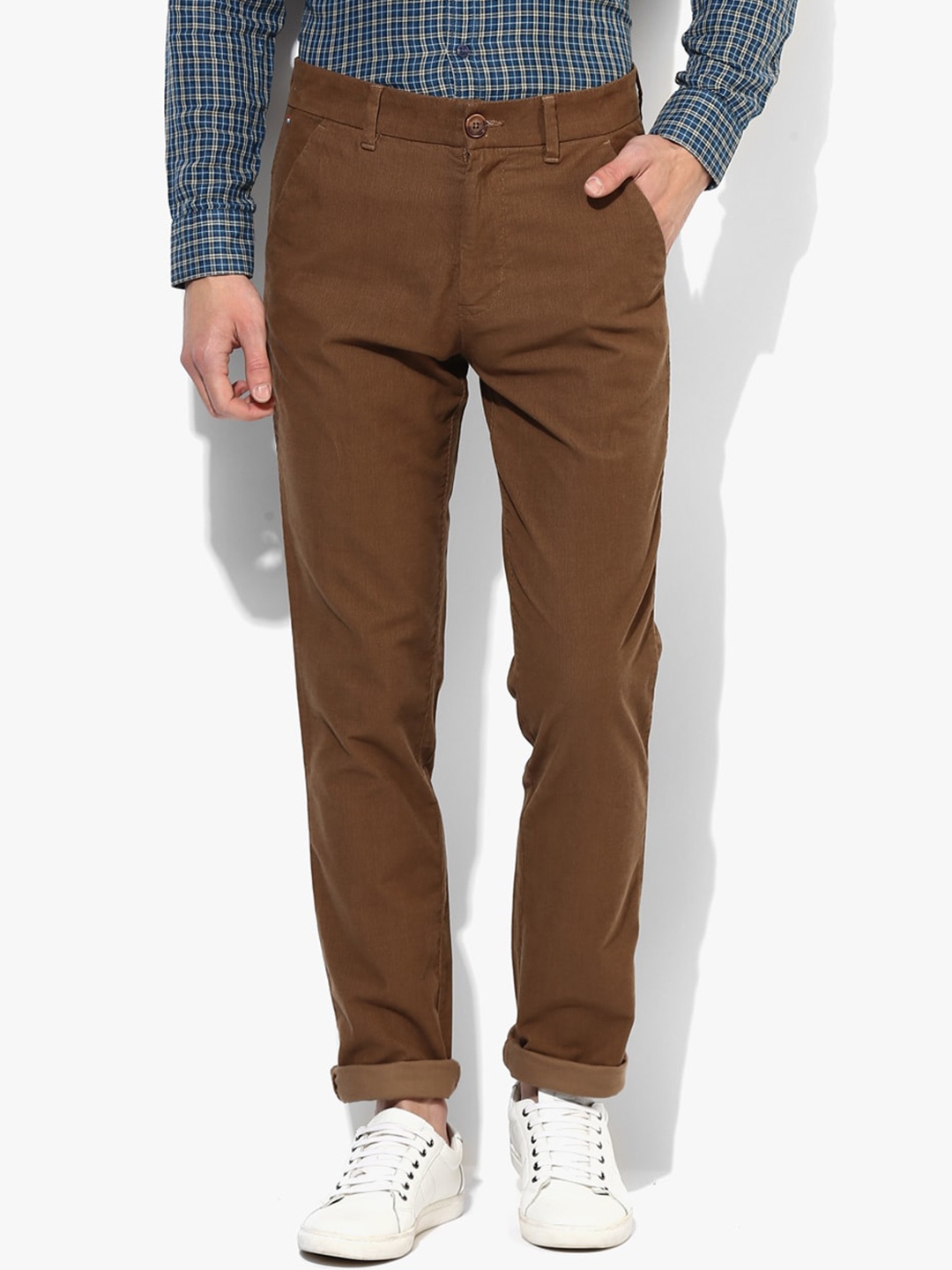 

Red Chief Men Cotton Regular Fit Mid-Rise Chinos Trousers, Brown