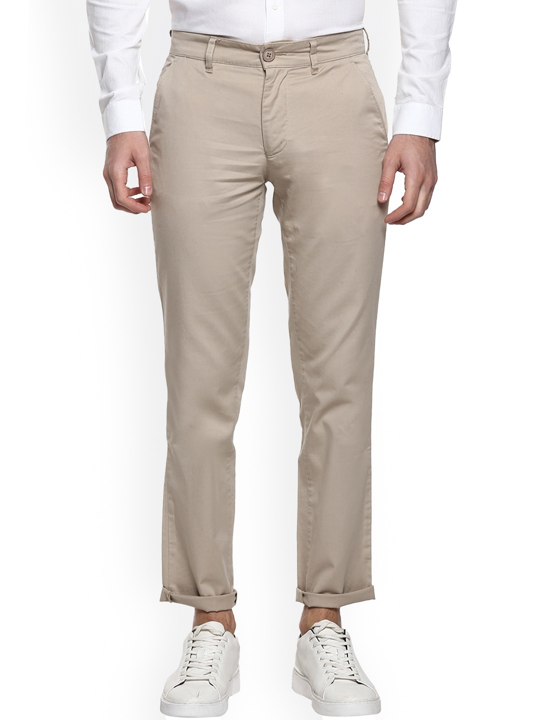 

Red Chief Men Beige Slim Fit Trousers