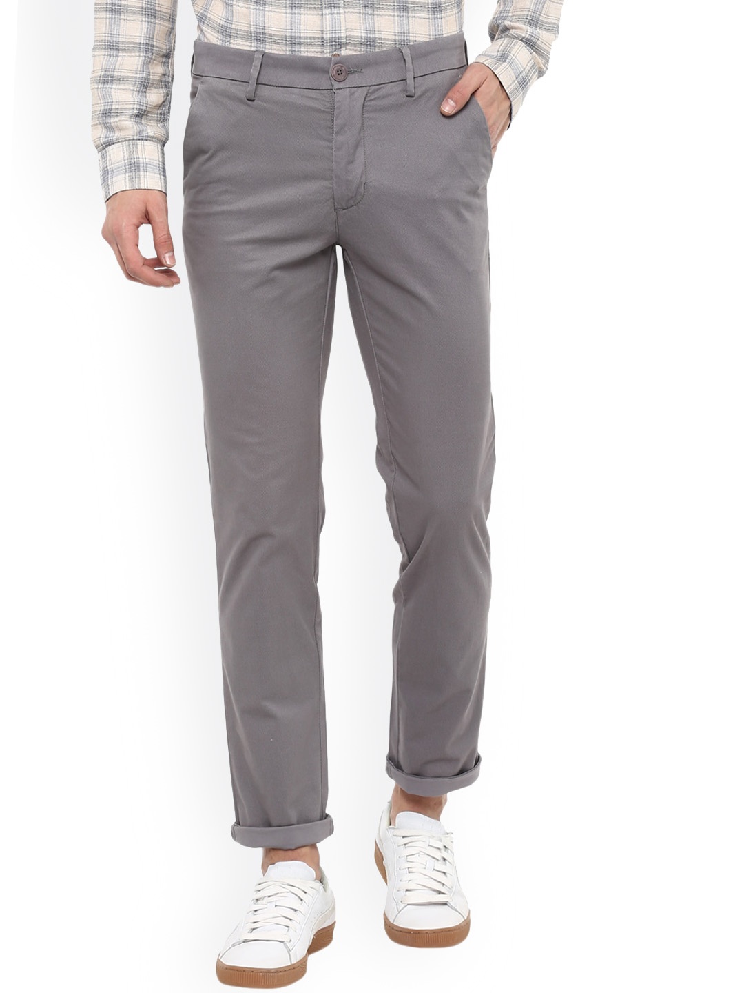 

Red Chief Men Slim Fit Mid-Rise Cotton Chinos, Grey