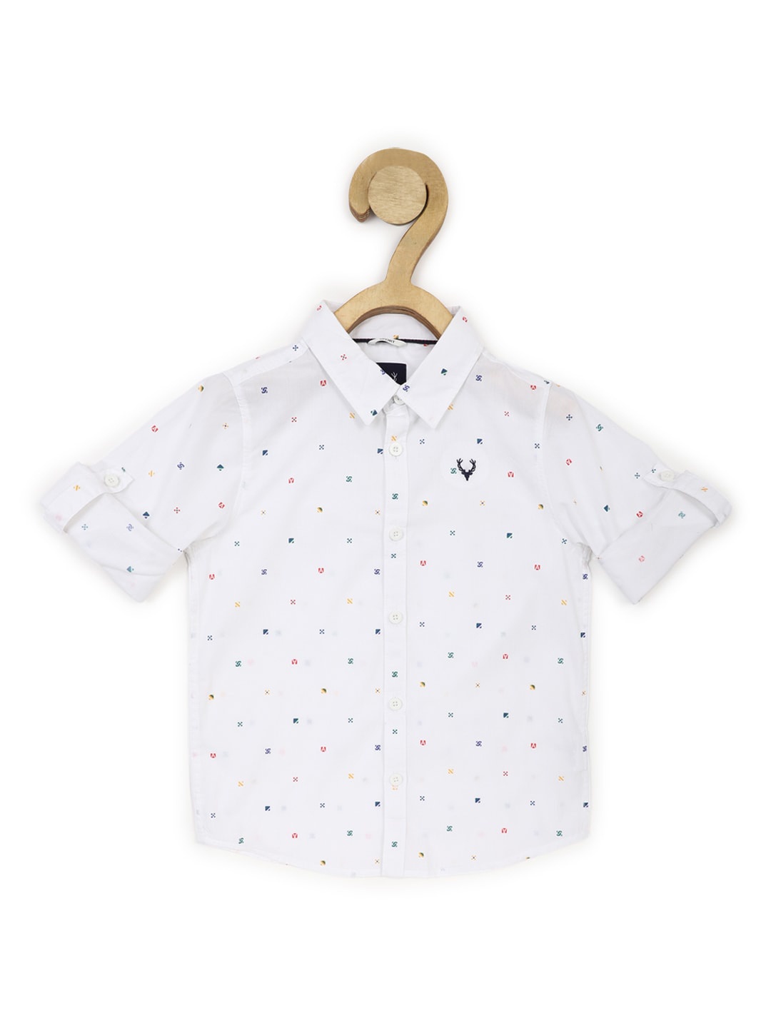 

Allen Solly Junior Boys Slim Fit Micro Ditsy Printed Pure Cotton Casual Shirt, White