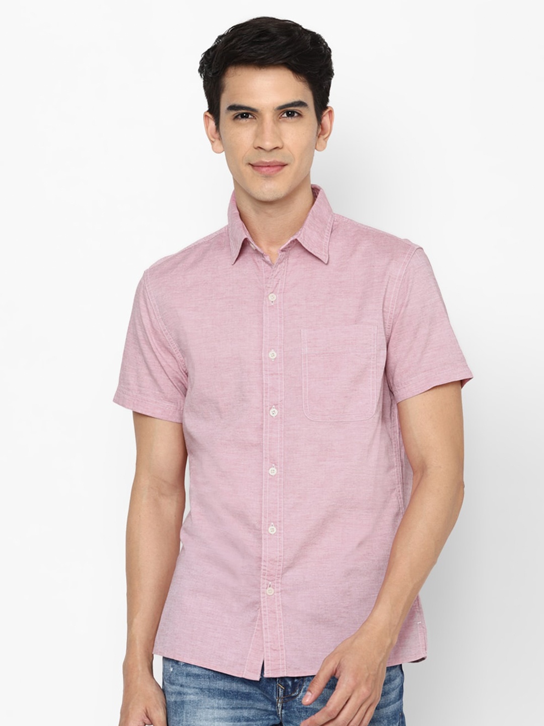 

AMERICAN EAGLE OUTFITTERS Regular Fit Pure Cotton Casual Shirt, Pink
