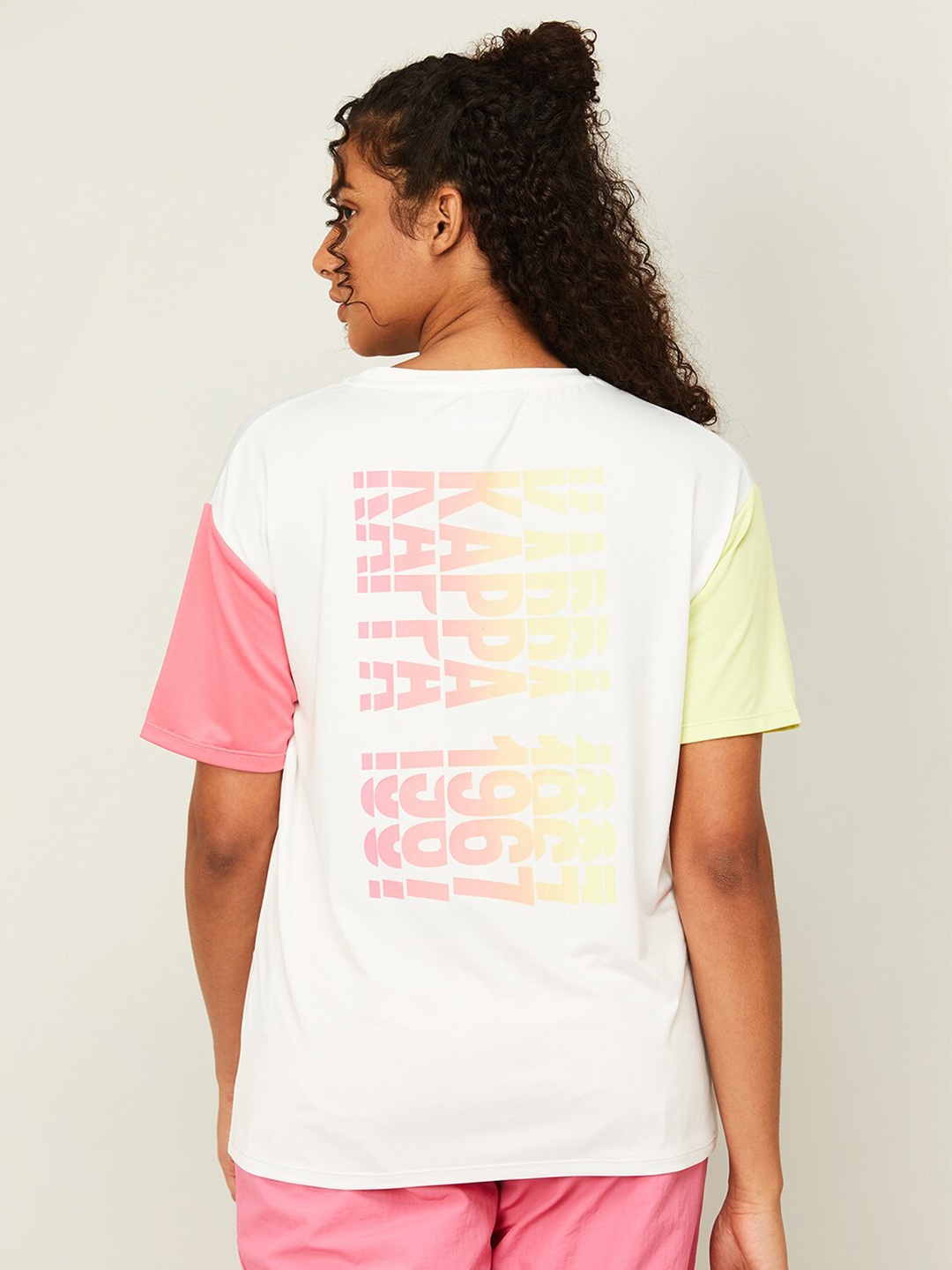 

Kappa Typography Printed Drop shoulder sleeves Loose Fitted Sports T-shirt, White