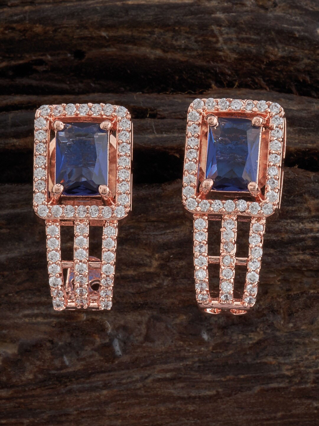 

Kushal's Fashion Jewellery Rose Gold-Plated Contemporary Drop Earrings, Blue