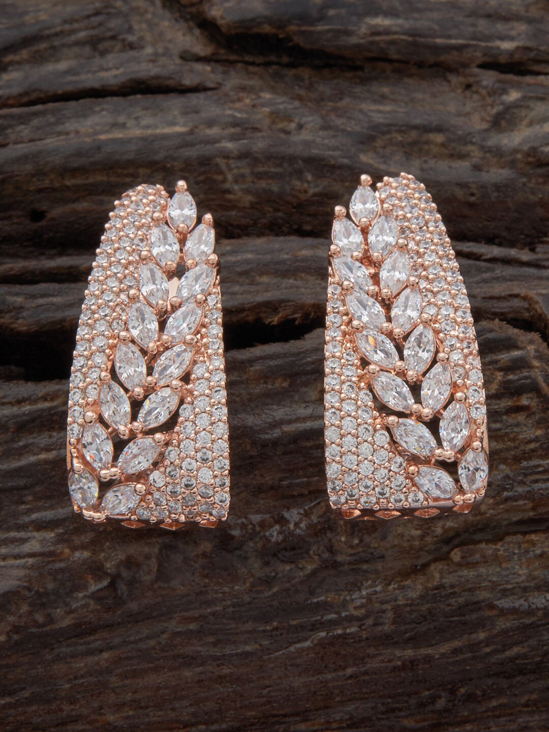 

Kushal's Fashion Jewellery Rose Gold-Plated Zircon Contemporary Studs Earrings, White