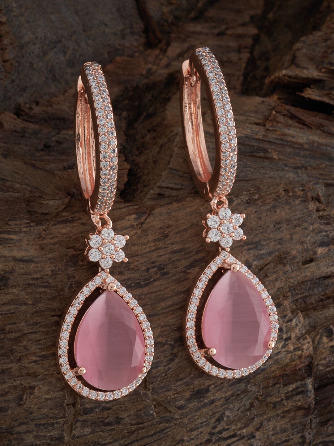 

Kushal's Fashion Jewellery Rose Gold-Plated Contemporary Drop Earrings, Pink